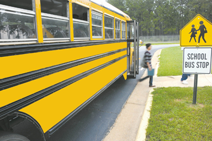Students walking away from school bus