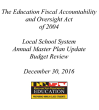 2016 Review of Local School System Master Plans, December 2016