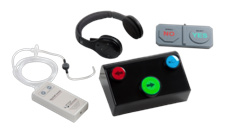 A photograph of different types of assistive technology