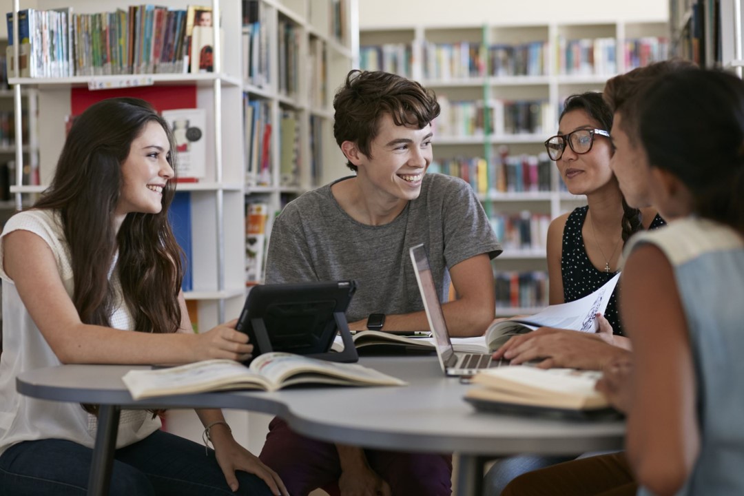 Group of students in library